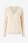 Object - Tröja objThess L/S V-neck Knit Pullover - Beige