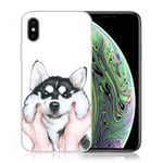 iPhone XS Hållbart mobilskal tillverkat av mjukt mönstrat silikon plast - Husky Hund