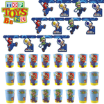 Super Mario Partyware - Pack of 3 Room Banners and 24 Paper Cups