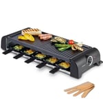 Korona 45060 Barbecue électrique de table/Raclette pour 10 personnes | Raclette XXL avec 10 poêlons & spatules | Avec plaque de gril antiadhésive | Câble de 1,2 m | 1500W| Nettoyage Facile