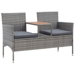 Banc de jardin meuble de patio resine gris Helloshop26