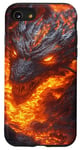 Coque pour iPhone SE (2020) / 7 / 8 Dragon de feu en fusion sortant des profondeurs de lave ardente