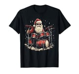 Rockstar Santa playing drums, Rock N Roll Christmas funny T-Shirt