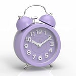 Loud Alarm Clock for Heavy Sleepers Bedrooms, Analog Alarm Clock, Small Alarm Clock, Retro Design for Kids, Battary Operation, 3 inch, Purple