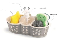 Sponge Bursh Holder Refillable Liquid Soap Dispenser Pump Bath Kitchen Sink Tidy