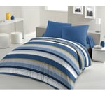 Parure de couette microfibre HOME PASSION STANIS - 1 housse de couette 240 x 260 cm + 2 taies d'oreiller 63 x 63 cm - Bleu