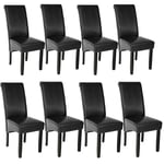 Le Poisson Qui Jardine - Lot de 8 Chaises de Salle à Manger noir aspect simili cuir avec pieds en bois résistants - Noir