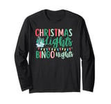 Christmas Lights Bingo Nights Xmas Tree Vintage Matching Long Sleeve T-Shirt