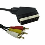 1.5m 21 Pin SCART to Three Phono 3 RCA Video & Audio Cable Lead Wire