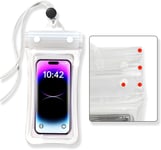 Pochette Étanche Smartphone,1 Pochettes Étanches Certifiée Ipx8,Dernière Étanchéité Quadruple Améliorée, Convient Aux Téléphones Mobiles Avec Des Écrans Inférieurs À 7 Pouces(Blanc)