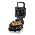 Cloer - 6150 - Waffle Pie Maker, Gaufrier pour Gaufres Fourrées, Mini Gaufres 11.5 cm ou avec Anneau d'Espacement pour Fourrages XXL, Revêtement Antiadhésif, 800 W, Noir