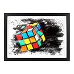 Big Box Art Rubik Cube V3 Framed Wall Art Picture Print Ready to Hang, Black A2 (62 x 45 cm)