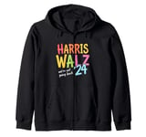 HARRIS WALZ -24 We're Not Going Back Vibrant Text Zip Hoodie