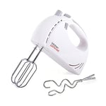 KitchenPerfected 200w Hand Whisk - 5 Speed Selection - Turbo Function - 2 Beater Attachments - 2 Hook Attachments - Eject Button -White - E5433WH