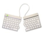 R-Go Split, Clavier Ergonomique, Bluetooth 5.0, avec Logiciel Anti-RSI, AZERTY Belgique, Design Ergonomique avec Clavier divisé, Compatible avec Windows/Microsoft/Linux/Mac, Blanc