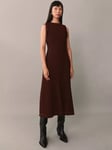 Mango Rita Contrast Stitch Midi Dress, Brown