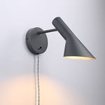 B·LED BARCELONA LED BarcelonaLED Applique Murale avec Prise de Câble et Interrupteur Lampe de Lecture Design Moderne et Élégant Nordique Réglable Gris pour Chambre E27