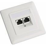 Prise réseau encastré insert avec plaque centrale et châssis CAT 5e 2 ports Setec 649285 blanc pur