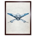 Blueprint Diagram X Wing Fighter Fantasy Fan Art Print Framed Poster Wall Decor 12x16 inch