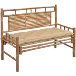 Banc de jardin avec coussin 120 cm Bambou Vidaxl Beige