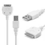 Câble USB pour Apple iPod Mini (1. & 2. Gen.) Nano (1. - 6. Gen.) Touch (1. - 4. Gen.) - MA591G - 1m Fil charge data blanc cordon