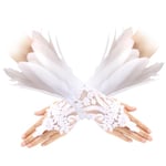 Darryy Manchette Plume, Poignets en Plumes, Bracelet en Plumes, Costume de Plumes, Costumes de Carnaval, Costumes d'Halloween, Vêtements Gothiques, Fête de Mariage (Blanc)