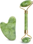 Gua Sha Stone & Jade Face Roller Set - Anti Aging Jade Gua Sha Face Massage Too