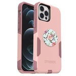 OtterBox Bundle Commuter Series Case for SERIES Case for iPhone 12 & iPhone 12 Pro - (BALLET WAY) + PopSockets PopGrip - (RETRO WILD ROSE)