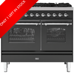 Ilve Milano PD106NE3/MGC 100cm Matt Graphite Wide Dual Fuel Range Cooker – Chrome Trim