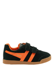 Gola Kids' Harrier Suede Double Strap Trainers, Black/Orange