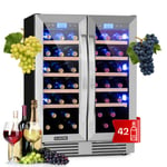 Wine Cooler Drinks Fridge Built-In 126L 2 Zones Glass Door Bar Fridge 42 Bottles
