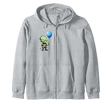 Funny Dead Zombie Holding a Balloon Men Women Zombie Lover Zip Hoodie