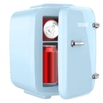 YASHE Mini réfrigérateur 4 litres pour cosmétiques, boissons, 220 V AC/12 V DC, thermoélectrique refroidissement et réchauffement, petit réfrigérateur pour chambre à coucher, bureau, dortoir, Bleue