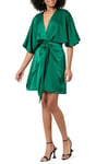 The Drop Robe Courte pour Femme, à Encolure en V Plongeante, avec Liens sur le Devant, Estelle, Vert Malachite, S