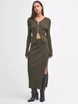 Barbour International Mondale Knit Midi Skirt, Empire Green