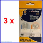 3 x Korbond Care & Repair 51 Piece Labelling Set Iron On Name Labels & Stickers