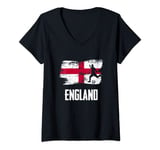 Womens England Flag Jersey England Soccer Team England V-Neck T-Shirt