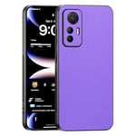 TAUYN Coque pour Xiaomi 12 Lite, Ultra-Fin Premium PU Cuir Back et Monture en Silicone Souple Etui, Antichoc, Anti-Rayures Bumper Housse. - Violet