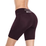 Wulibike Cycling Shorts Women Padded Cycle Shorts for Women with Padding 3D Gel Pad Biking Shorts High Waist Ergonomic Burgundy