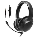 Avantalk Aria Line M - Wired Over-Ear Headphones with in-Line Boom Mic for Crystal Clear Calls, Built-in Mute Switch and Volume Control, Works with 3.5mm AUX Cell Phones, PC, Laptops, and Tablets