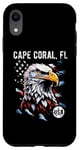 Coque pour iPhone XR Cape Coral Florida Patriotic Eagle USA Drapeau Vintage