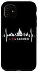 Coque pour iPhone 11 Skyline de Dresde Heartbeat Coeur Allemand I Love Dresden