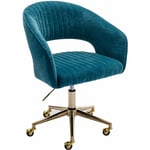 Wahson Office Chairs - Chaise de Bureau Fauteuil de Bureau Erconomique en Chenille Chaise Bureau avec Siège Pivotant à 360°, Bleu Sarcelle - Bleu