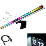 RGB Computer Monitor Light Bar, LED Lampe Ecran PC ScreenBar Halo lampe de Bureau sans fil, Garanti aucun reflet sur l’écran, gain d’espace, Alimentée par USB, Gain d'espace, Eclairage intelligent