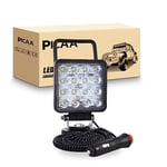 PICAA 1PCS 4 pouces 10.5CM 48W carré Portable LED lumière de travail Spot base magnétique 12V 24V 6000K LED Conduite Lumière Feux de Recherche pour Voiture Hors Route Camion 4x4 SUV ATV Tracteurs