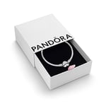 PANDORA Moments Women's Sterling Silver Heart Clasp Snake Chain Bracelet for Charms, Size 18