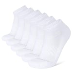 Closemate 6 Pares Chaussettes Basses Homme Femme 39-42 Chaussettes Courtes de Sport Soquettes Antidérapantes Coton Élastiques Respirantes Anti-Ampoule Pour Sportswear Travail Running (Blanc,M)