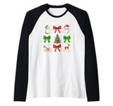 Christmas Cheer Angel Santa Tree Sleigh Raglan Baseball Tee