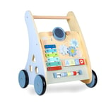 Looping Chariot de marche multi-activités en bois pour bébé - ludique et éducatif - Jouet d'activité et de développement - Apprentissage de la marche - cadeau | BLEU