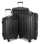 Haputstadtkoffer Hand luggage Hard-shell trolley Rolling suitcase 4 double rolls, 75 cm, Black